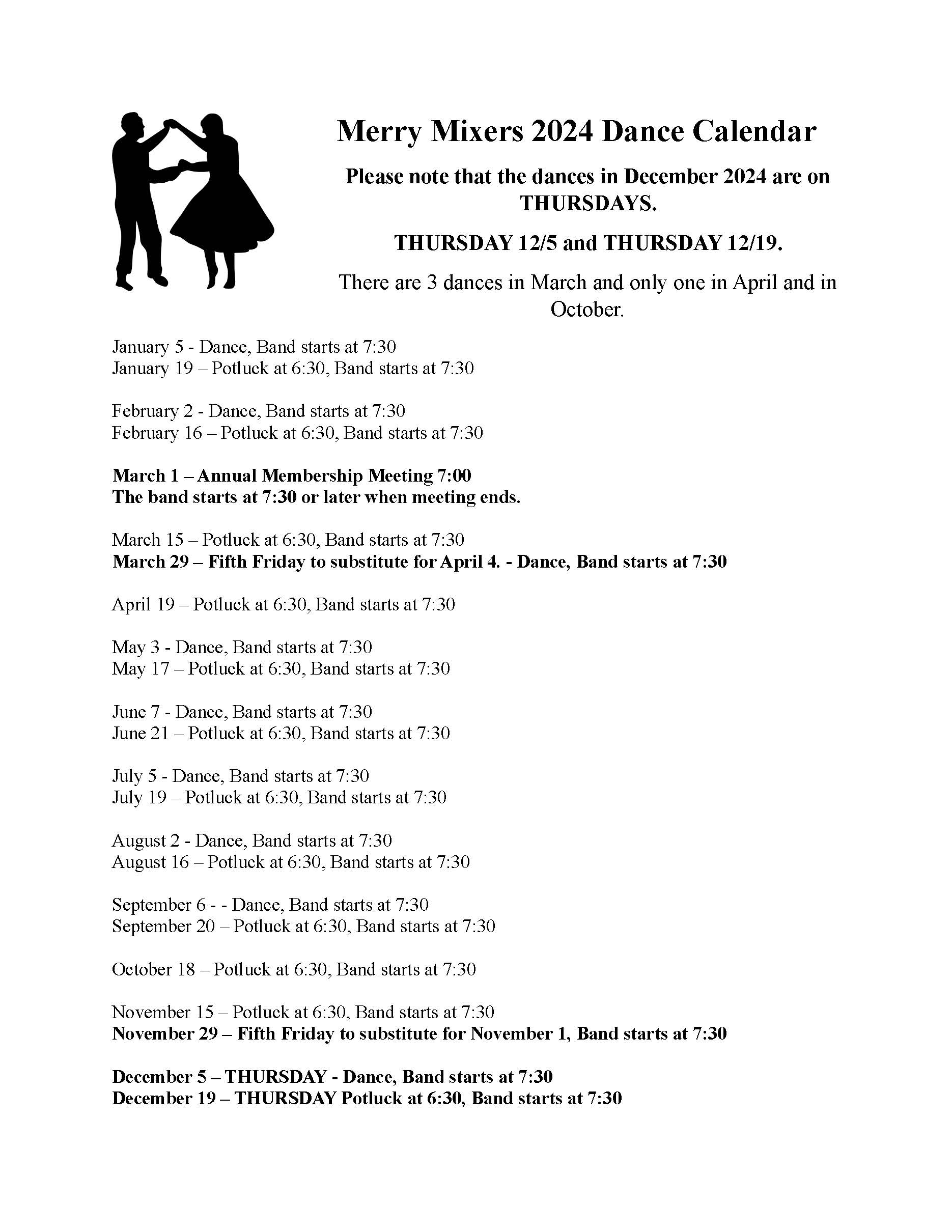 Merry Mixers 2024 Dance Calendar Merry Mixers of Contra Costa